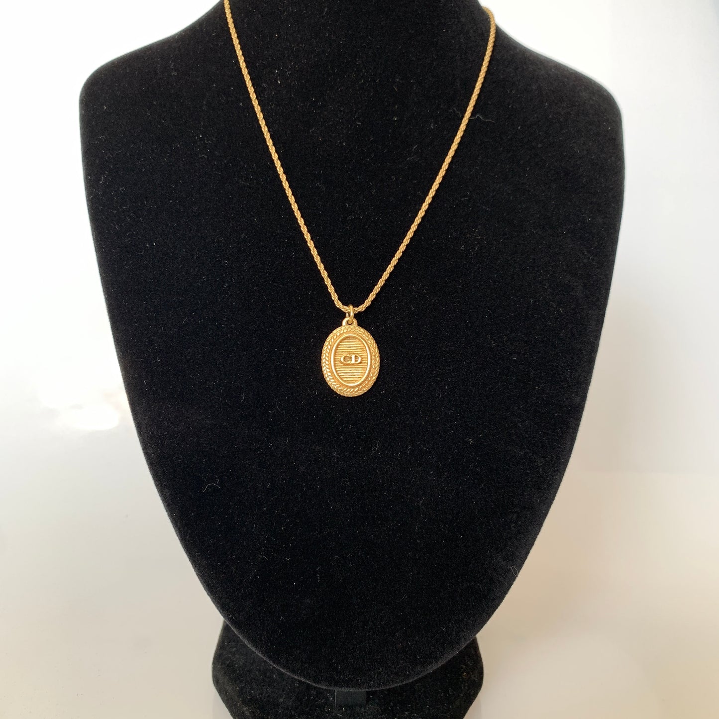 Dior gold plated CD logo pendant adjustable necklace Authentic with COA
