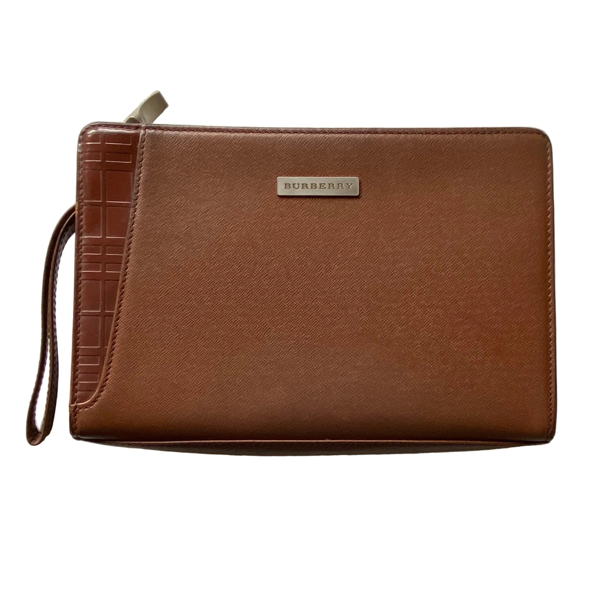 Burberry vintage brown leather wristlet clutch bag Authentic with COA 10.2x7.5x2.3