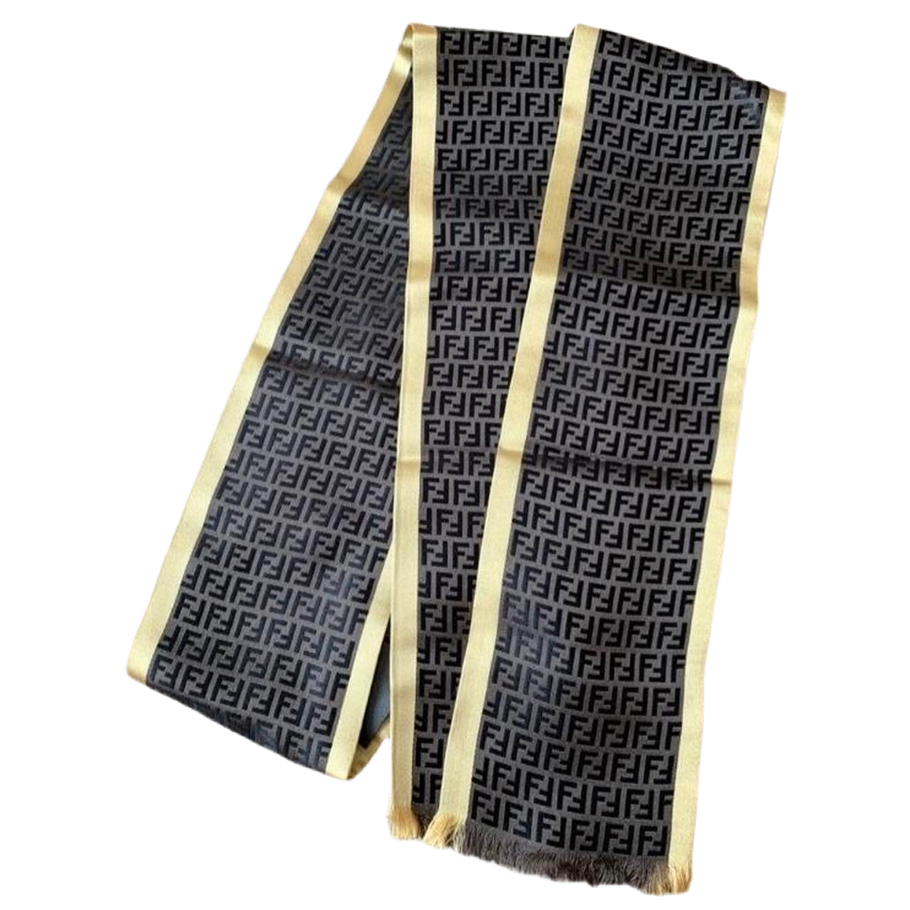 Authentic Fendi FF monogram women’s long silk scarf