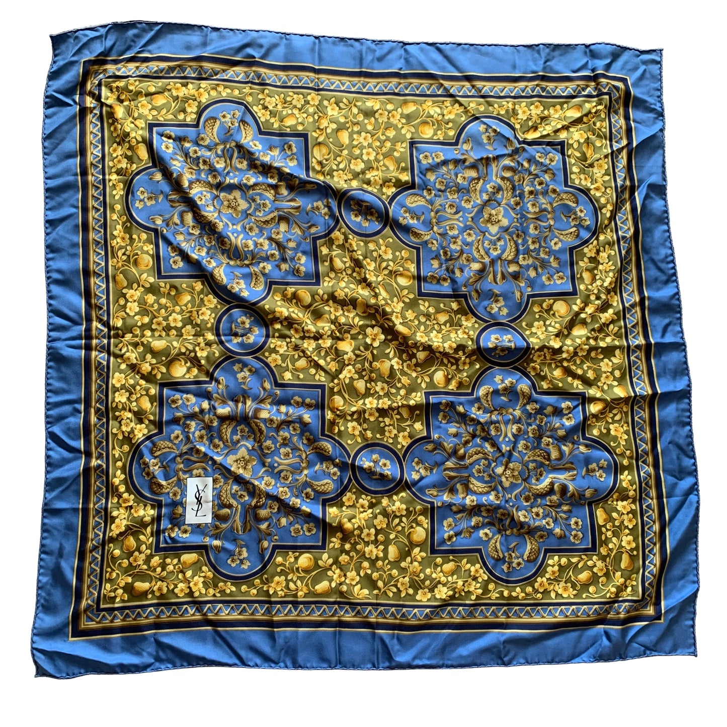Yves Saint Laurent large silk square scarf 34 inches Authentic with COA