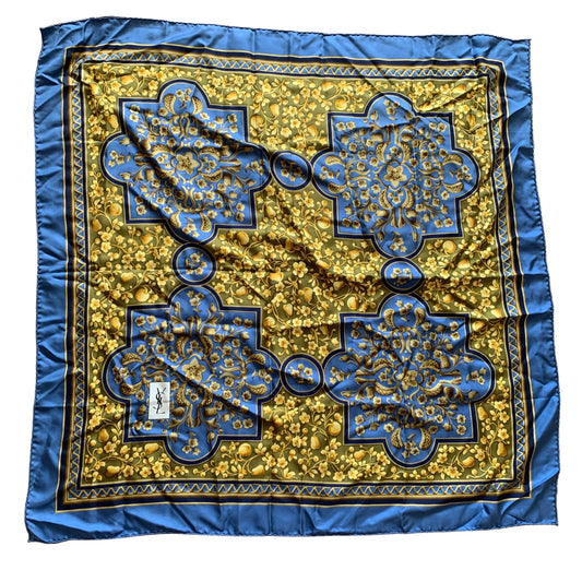 Yves Saint Laurent large silk square scarf 34 inches Authentic with COA