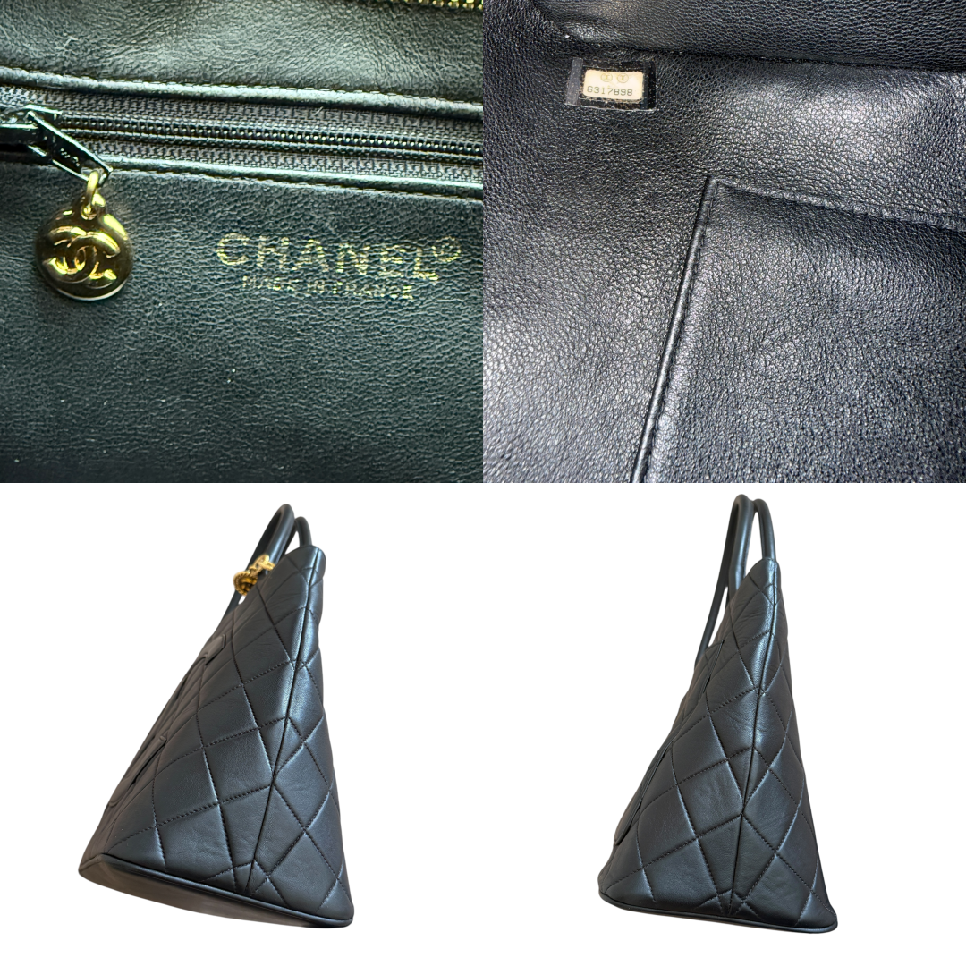 Chanel quilted black leather medallion shoulder tote bag with COA and guarantee