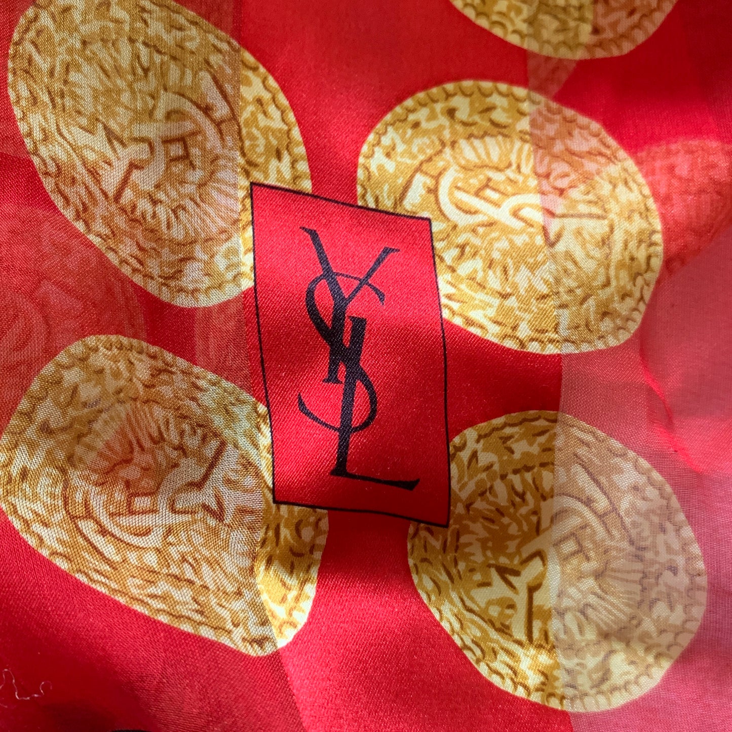 Yves Saint Laurent long silk scarf Authentic with COA 68x23