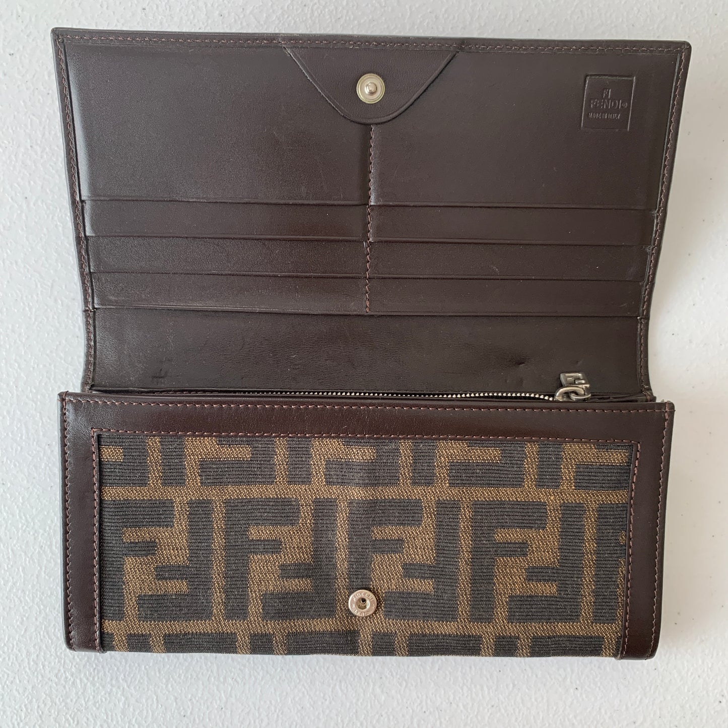 Fendi zucca monogram long wallet authentic with COA