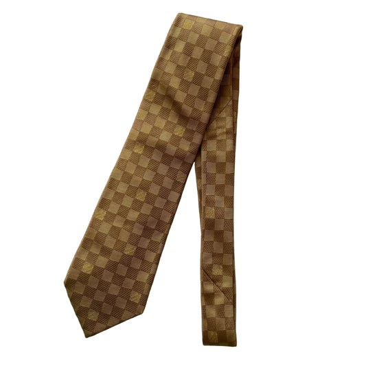 Louis Vuitton gold damire check silk Tie Authentic with coa