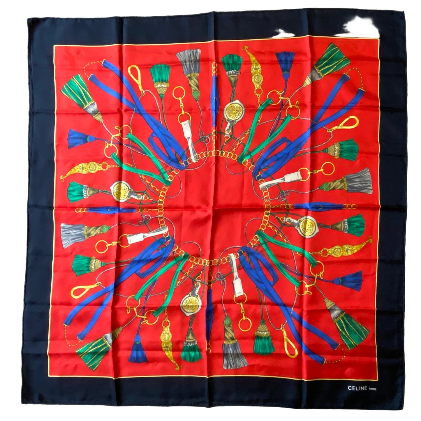 Celine large silk square scarf 33 inch Authentic with coa