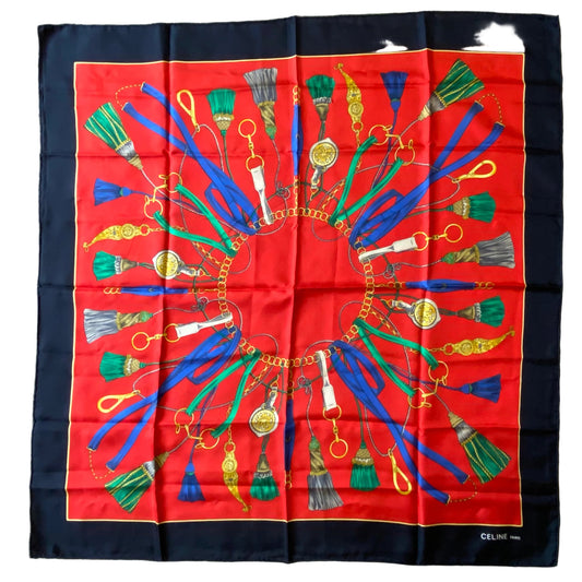Celine large silk square scarf 33 inch Authentic with coa