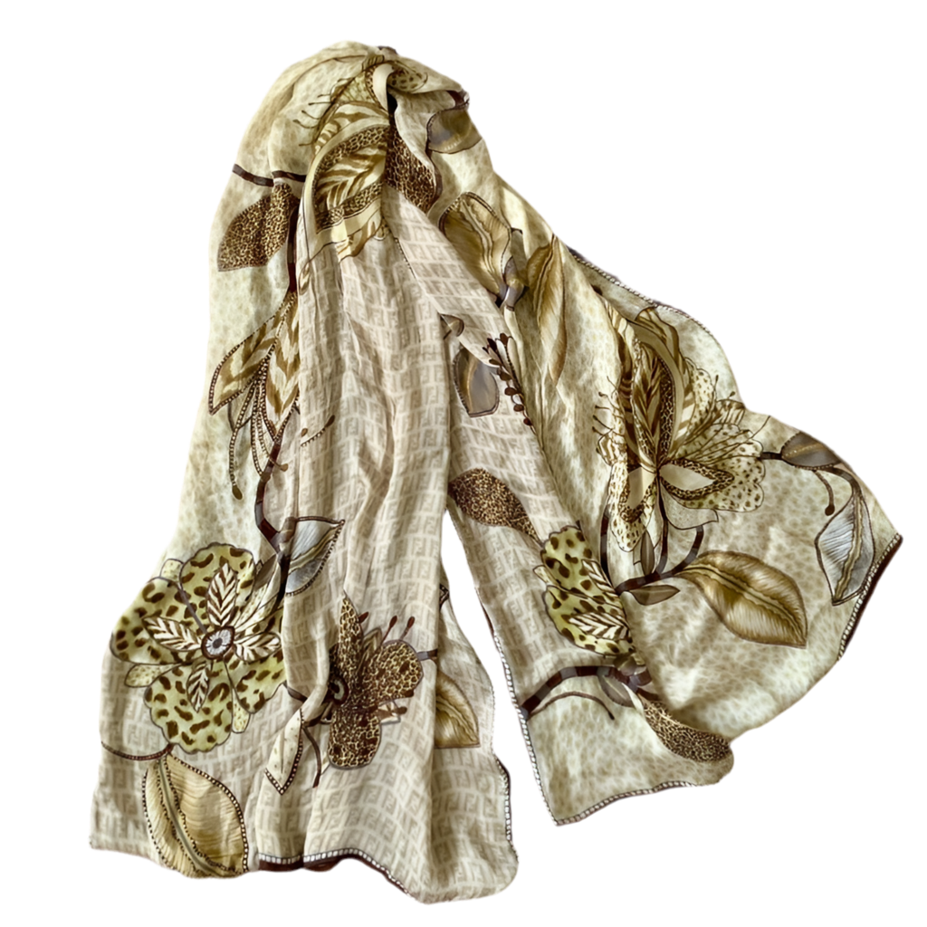 Authentic Fendi FF monogram women’s silk scarf long and large