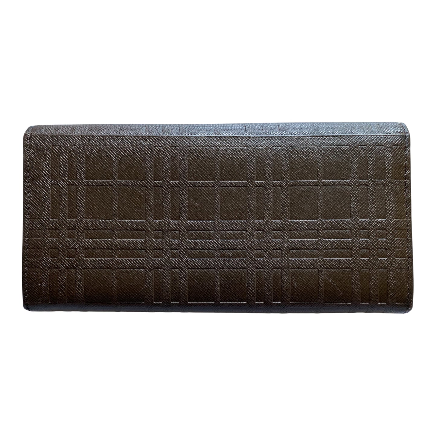 Burberry check brown Leather long wallet Authentic with COA