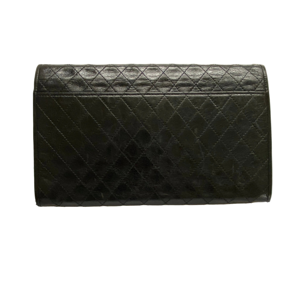 Yves Saint Laurent vintage black leather clutch bag Authentic with COA 10.2x6.6