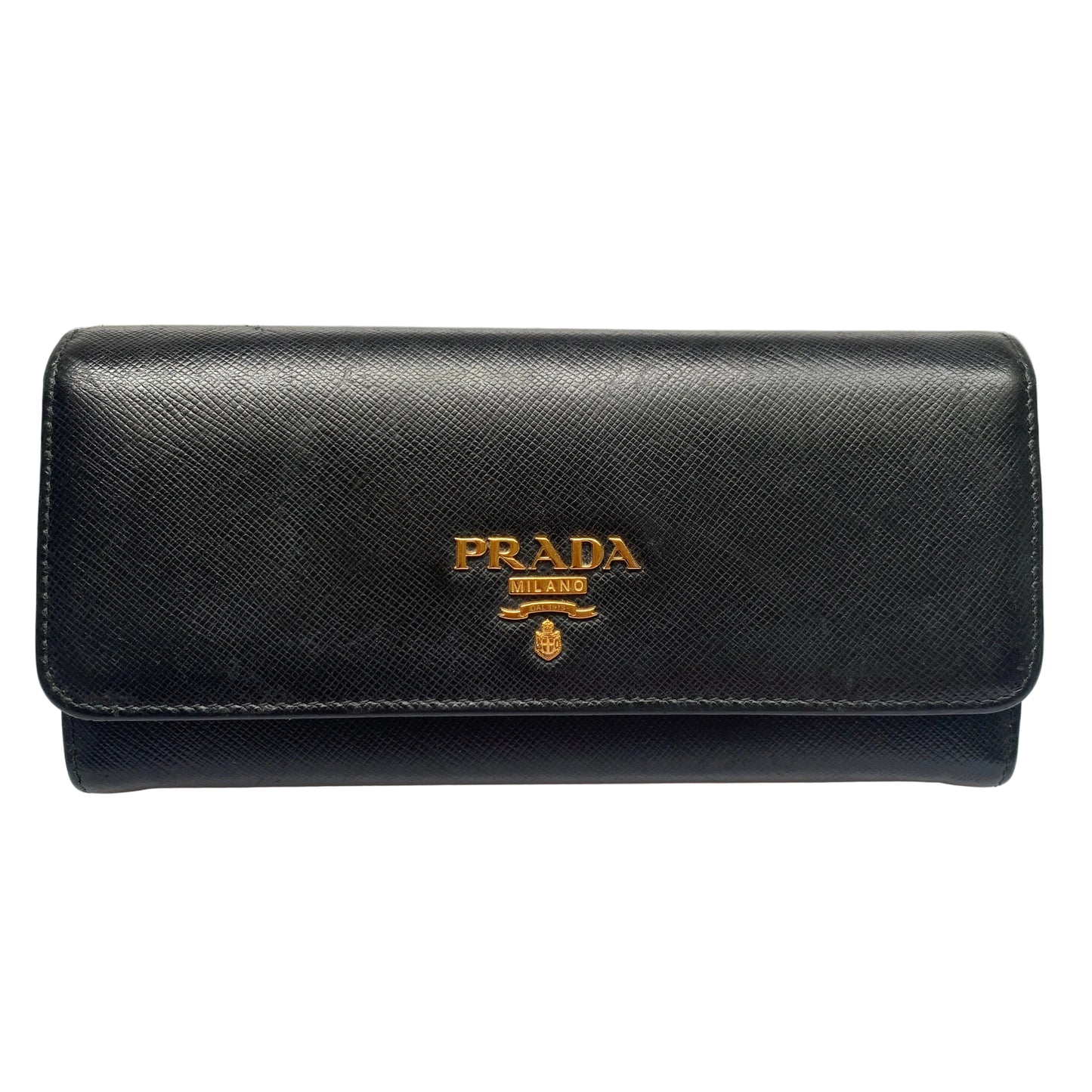 Prada black leather long wallet Authentic with COA box 7.3x3.7