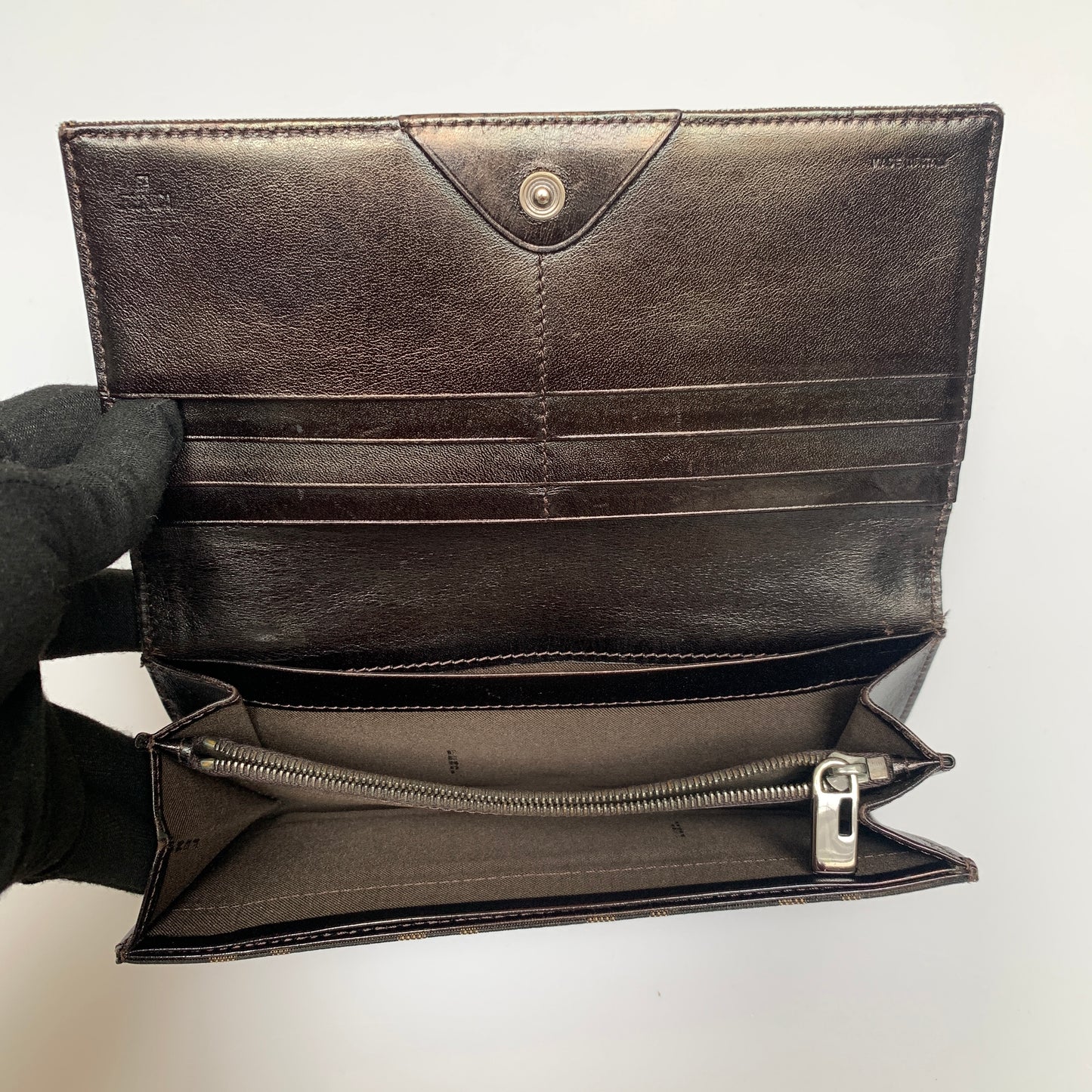 Fendi zucca monogram long wallet Authentic with COA 7.4x4
