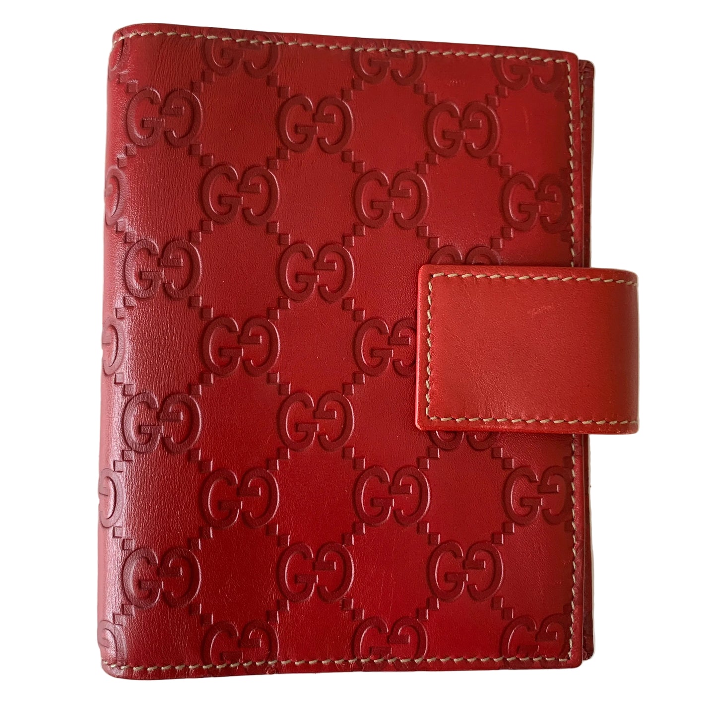 Gucci GG signature red leather agenda Planner authentic with COA