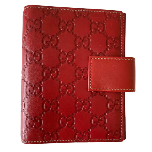 Gucci GG signature red leather agenda Planner authentic with COA