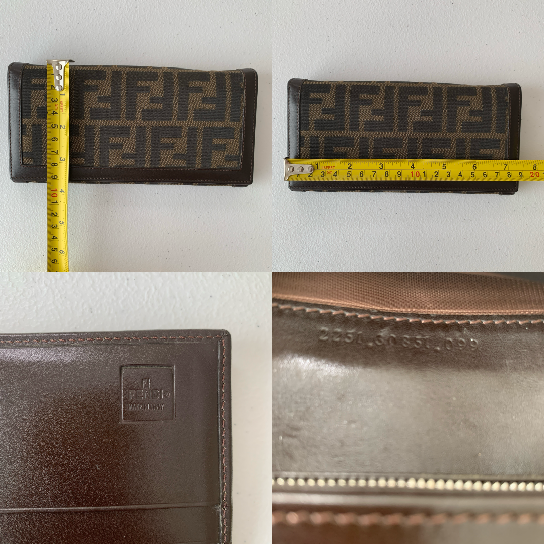 Fendi zucca monogram long wallet authentic with COA