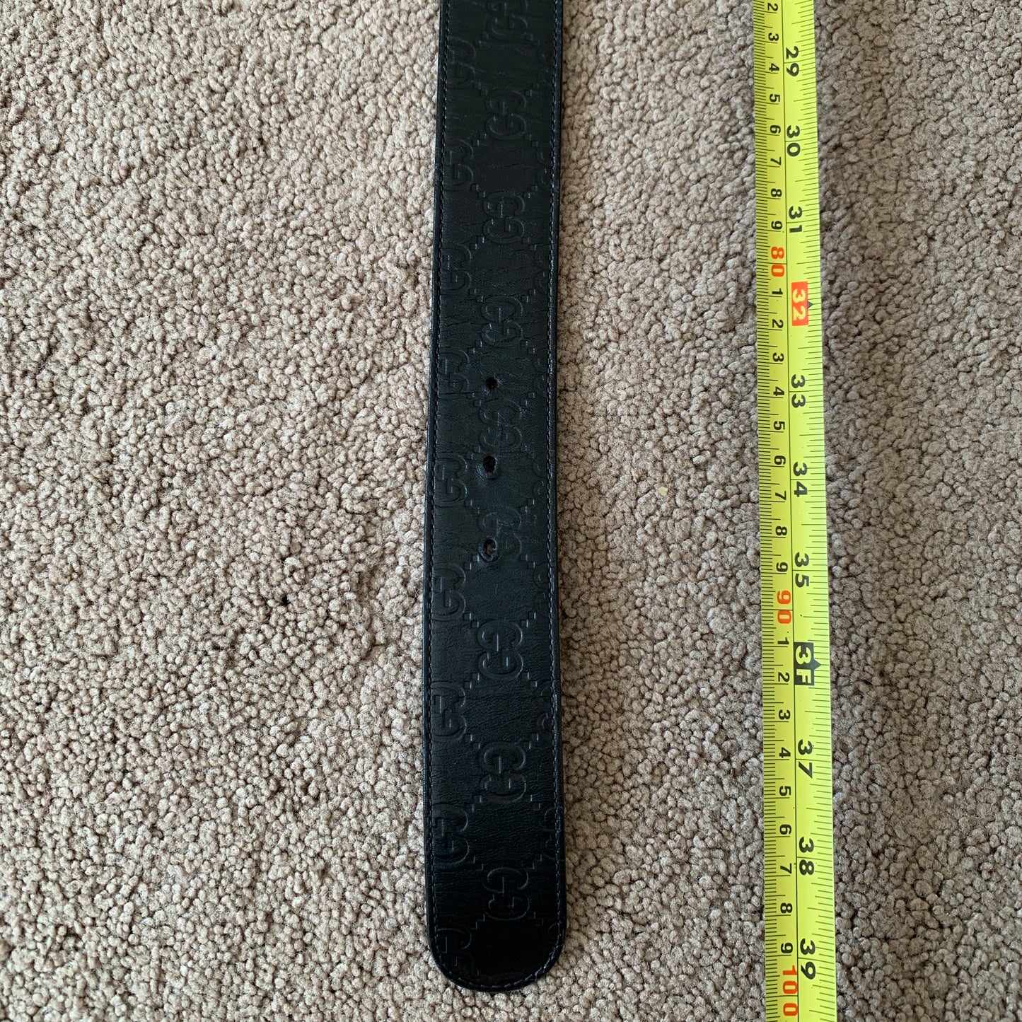 Authentic Gucci unisex signature guccissima black leather belt