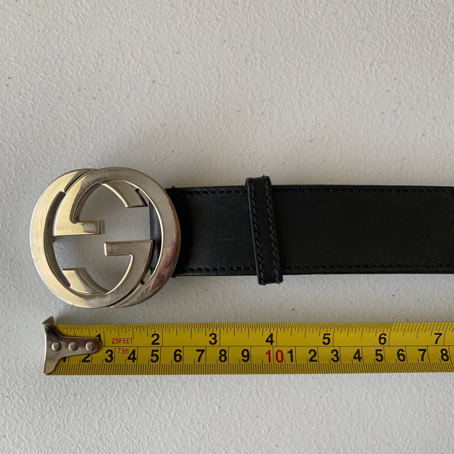 Gucci black leather belt 100 cm 40 inch unisex authentic with COA