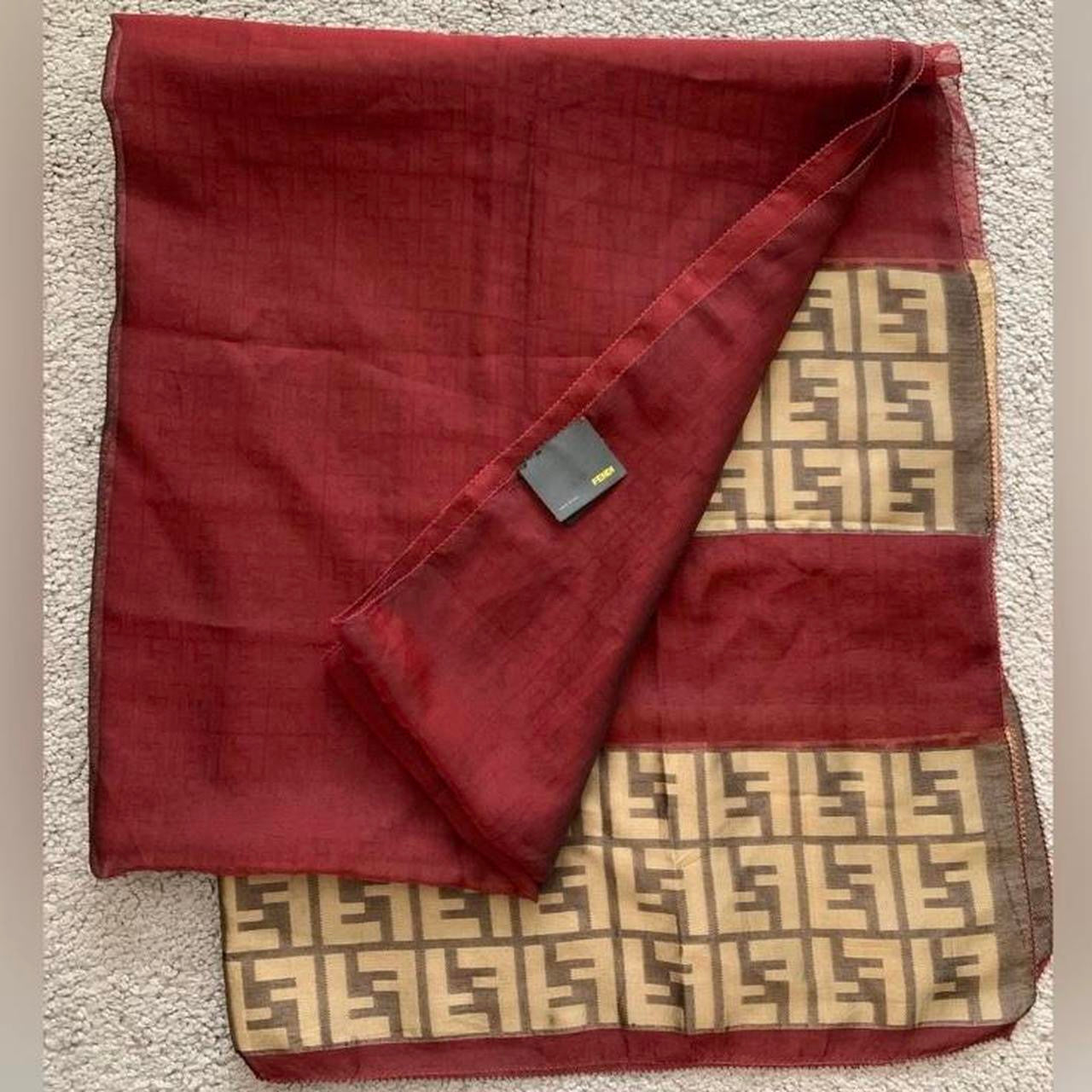 Authentic Fendi FF monogram silk scarf large and long