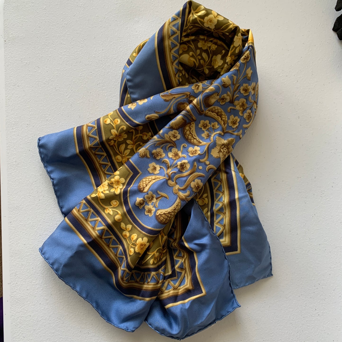 Yves Saint Laurent large silk square scarf 34 inches Authentic with COA