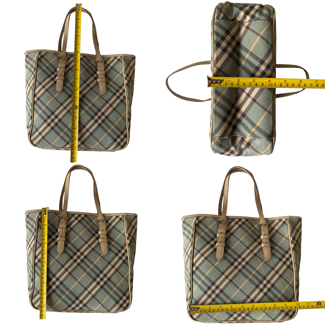 Burberry blue white check Tote Bag authentic with COA