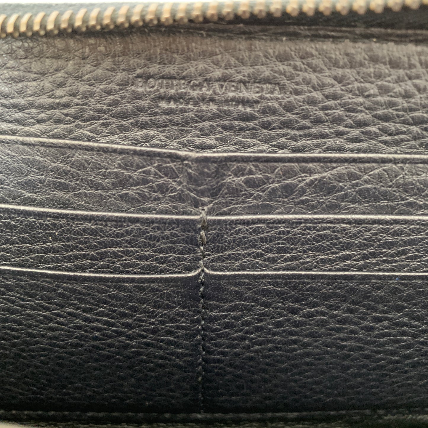 Bottega Veneta long navy blue zip around wallet Authentic with COA