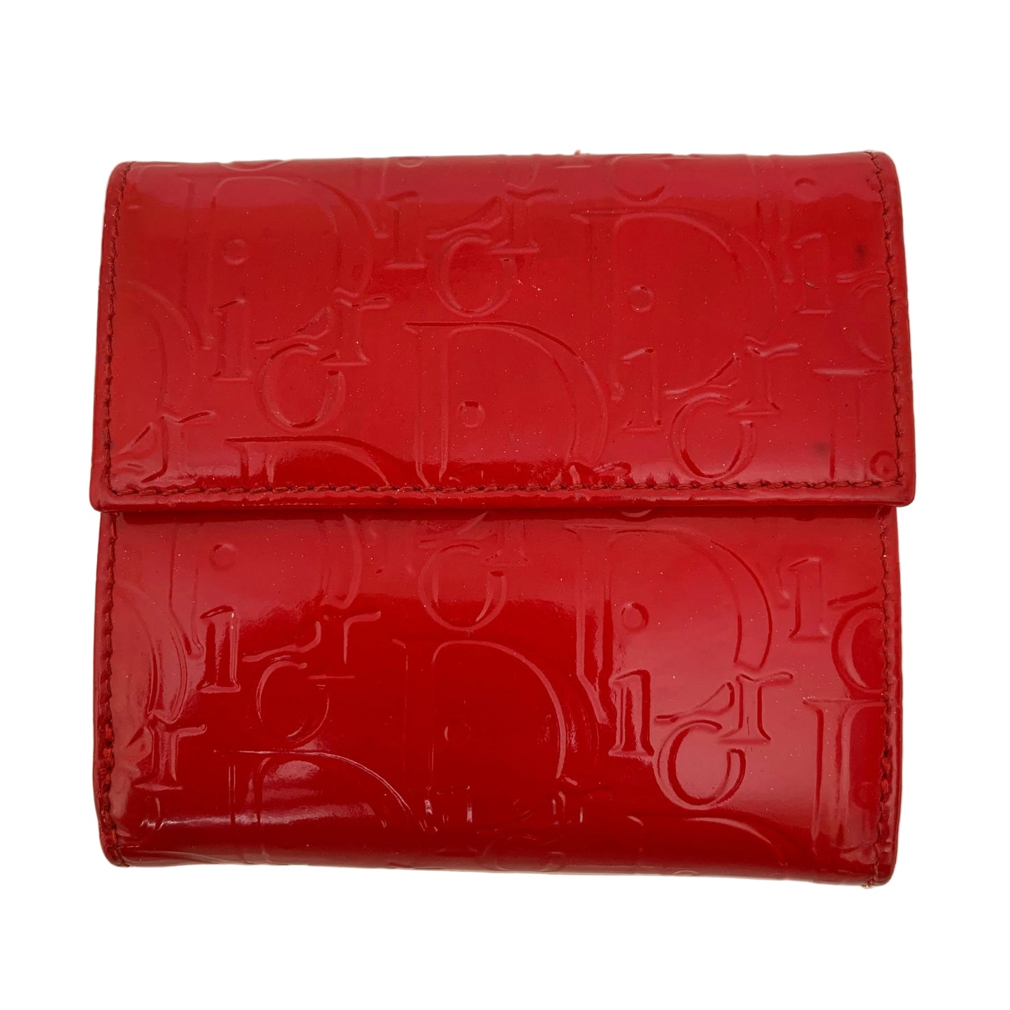 Christian Dior Red trotter logo patent leather Wallet Authentic with COA