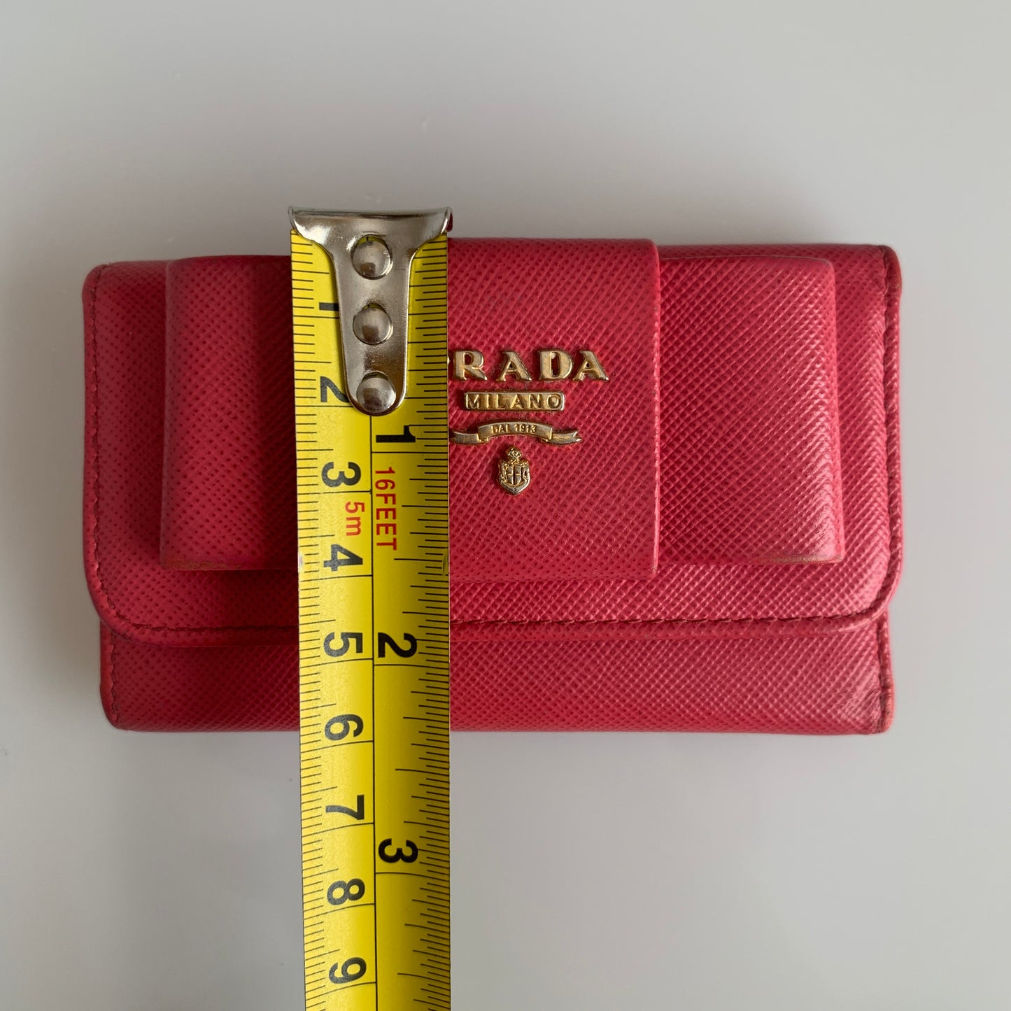 Prada pink leather key holder wallet authentic with COA