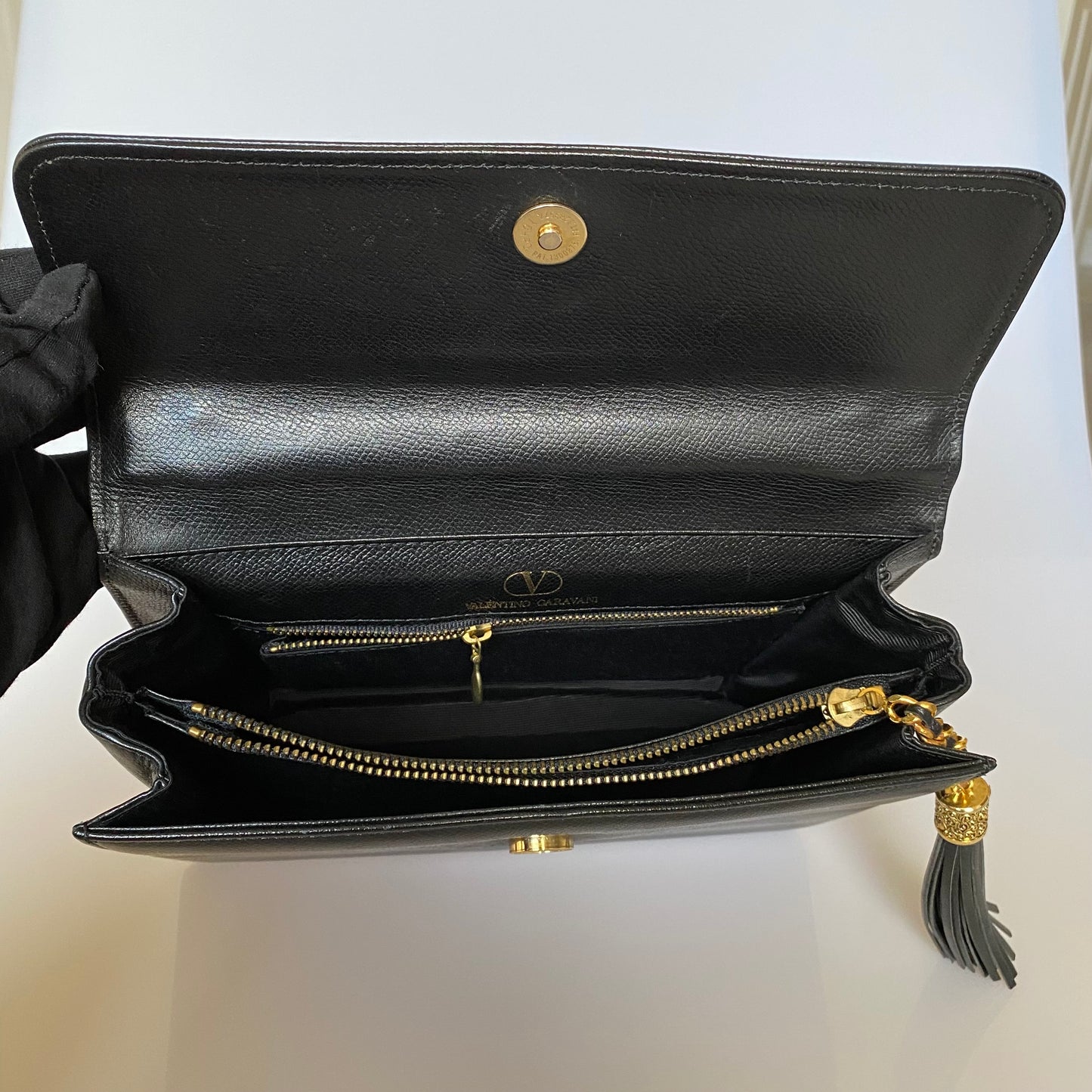 Valentino 2 way black leather crossbody bag handbag Authentic with COA 9.8x7.5x2.8