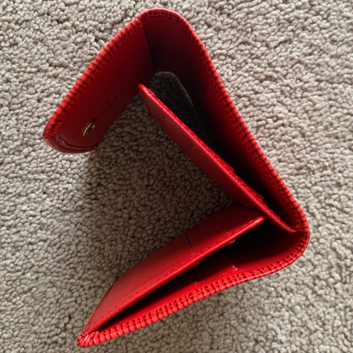 Authentic Louis Vuitton unisex Epi red leather card holder wallet