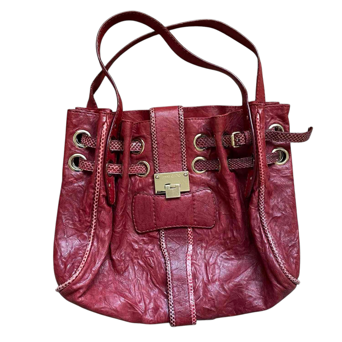 Jimmy choo burgundy leather shoulder bag authentic with COA 16x14x5