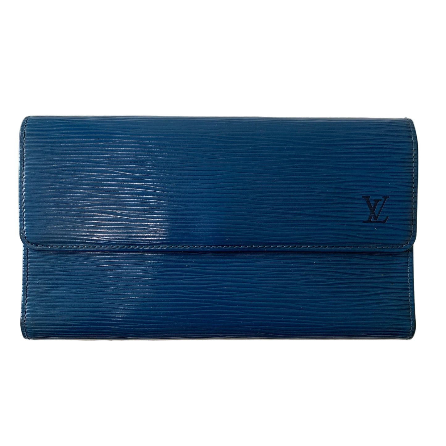 Louis Vuitton epi leather blue long wallet CA0972authentic with COA
