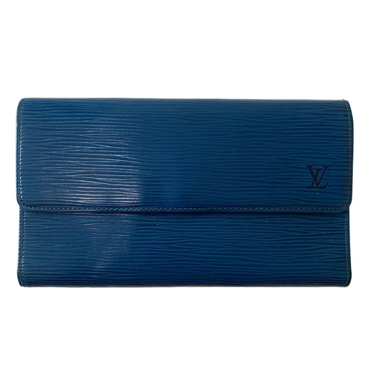 Louis Vuitton epi leather blue long wallet CA0972authentic with COA