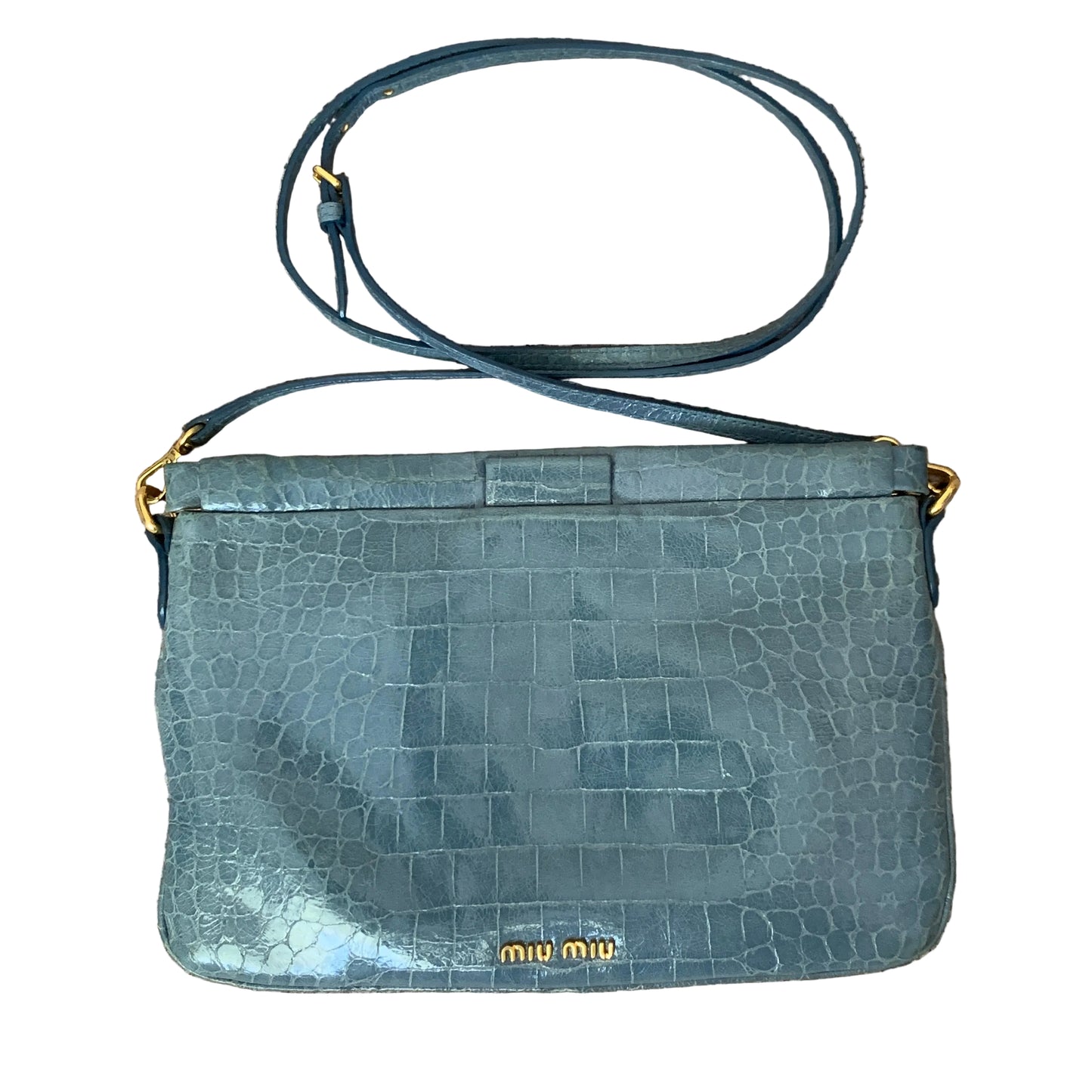 Miu miu blue leather crossbody bag Authentic with COA 10x6.7