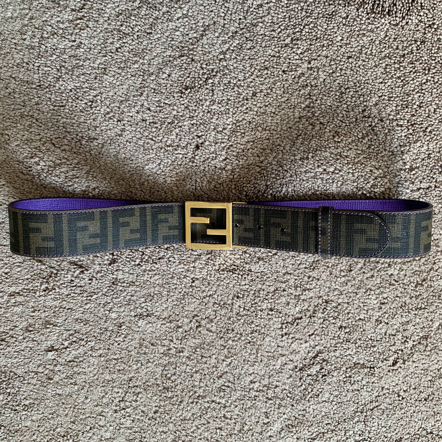 Authentic Fendi double face reversible belt with FF gold buckle