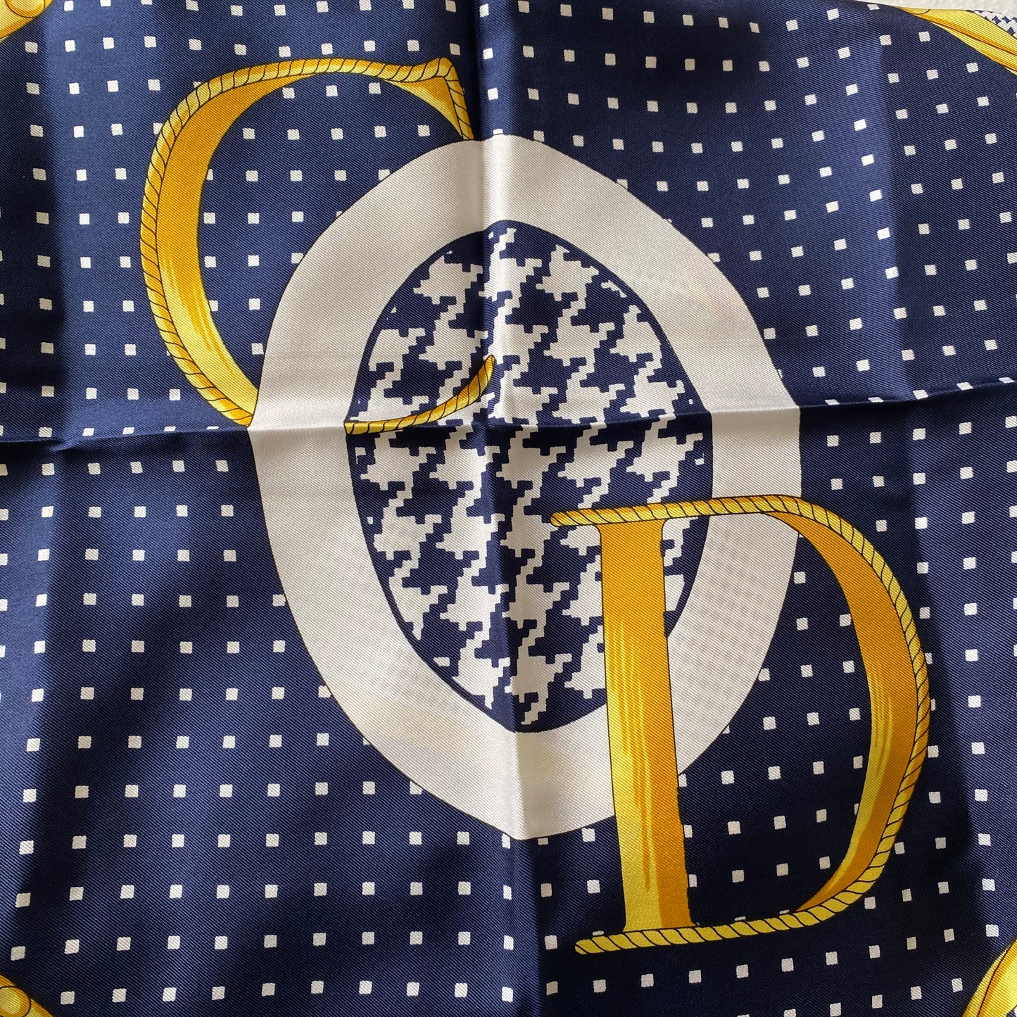 Christian Dior CD logo large silk square Scarf 34 inch Authentic with coa