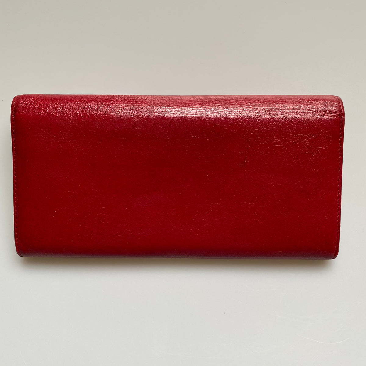 Chanel camellia CC mark red leather long wallet Authentic with COA and non branded insert with chain 7.5x4