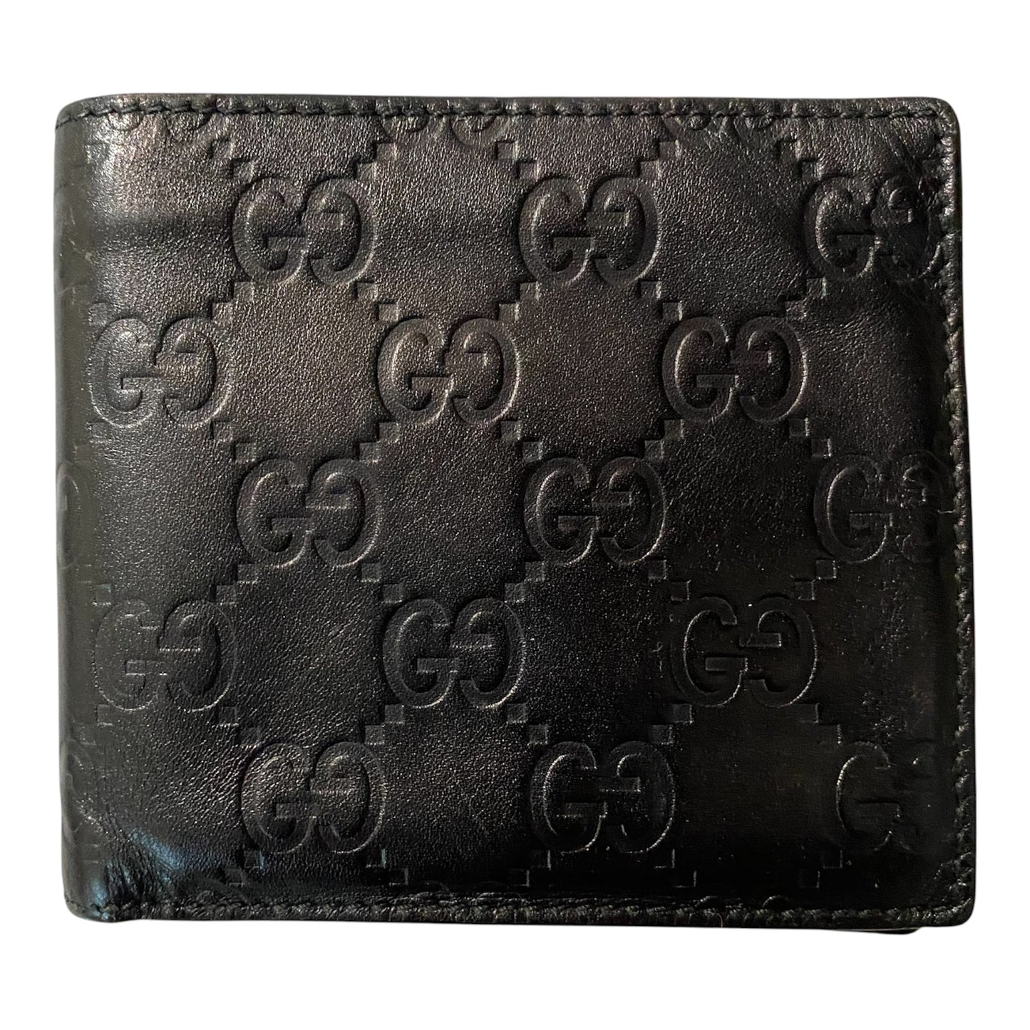 Gucci GG monogram men’s bifold black leather wallet Authentic with COA