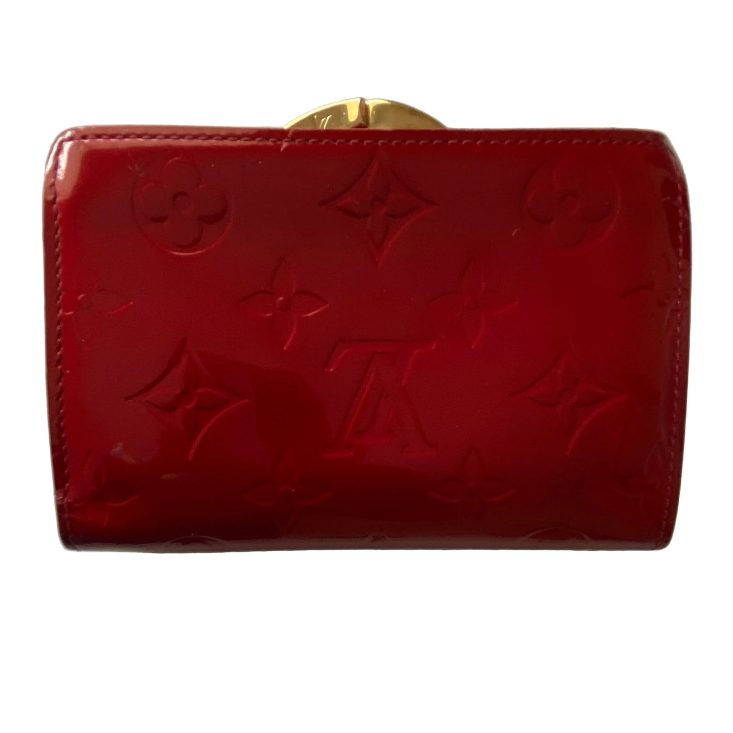Louis Vuitton red Vernis kiss lock wallet MI1016 Authentic with coa