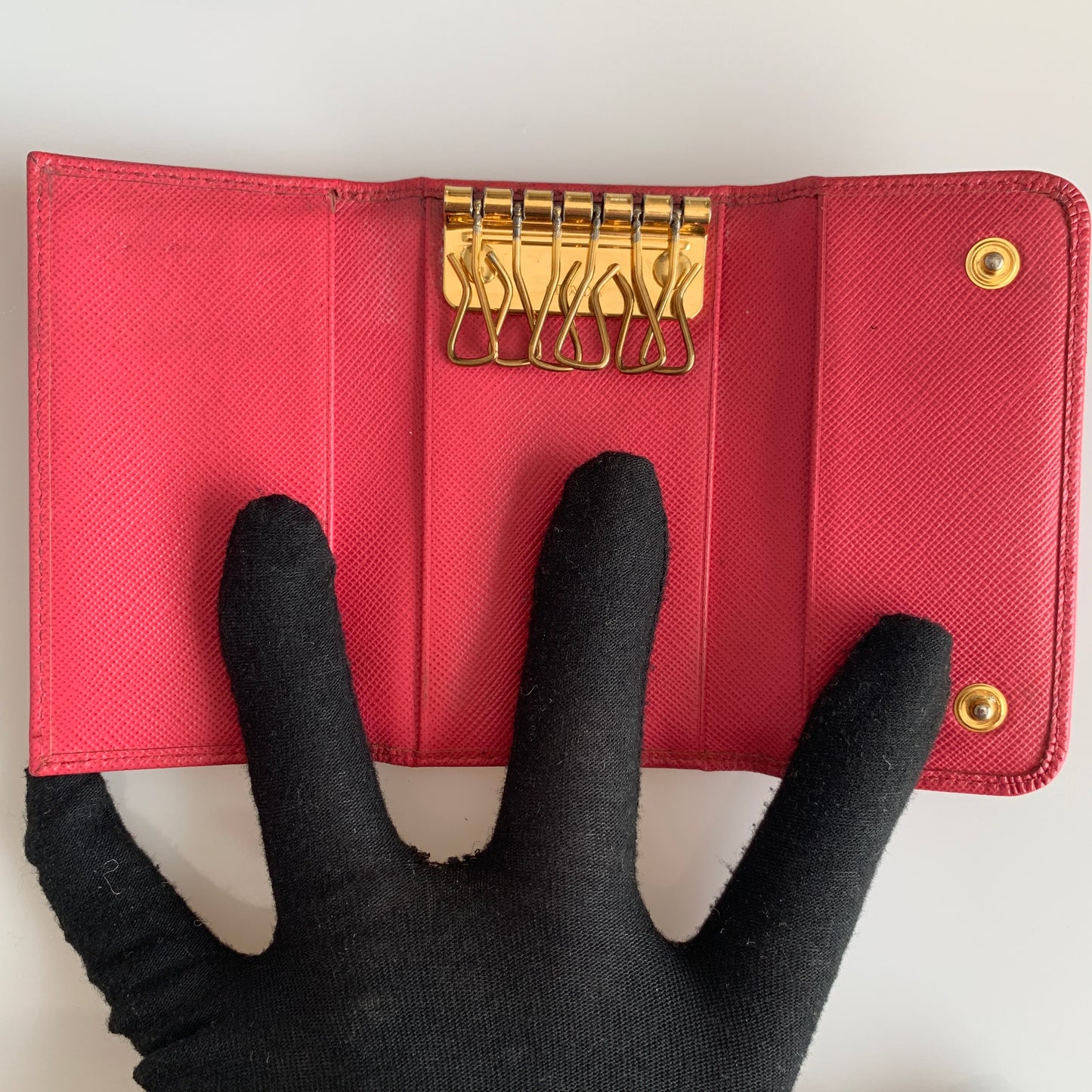 Prada pink leather key holder wallet authentic with COA