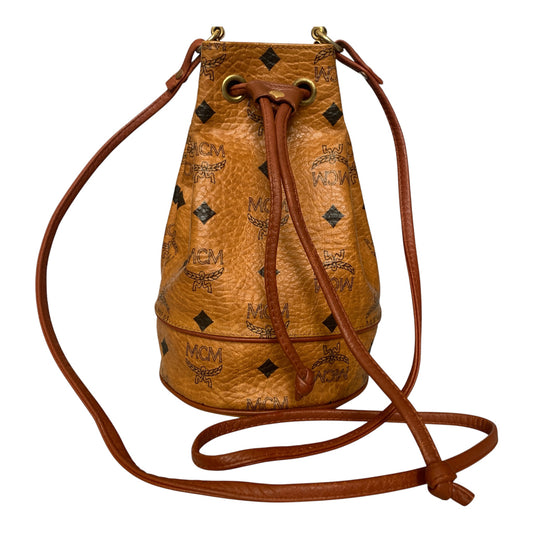 MCM cognac visetos bucket bag Authentic with COA