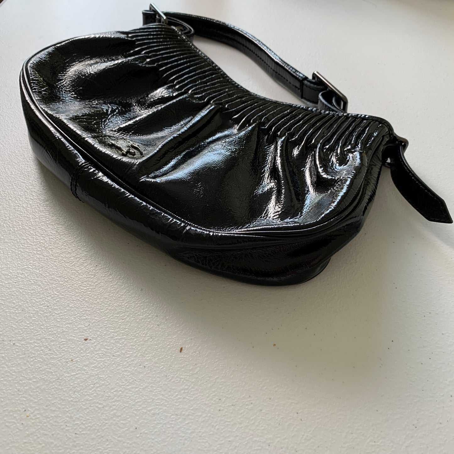 Burberry Black payent Leather shoulder bag authentic with COA