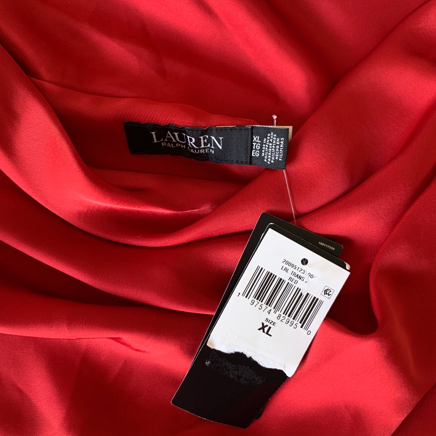 Lauren Ralph Lauren Women’s NWT Red Satin Sleeveless Blouse size XL & L