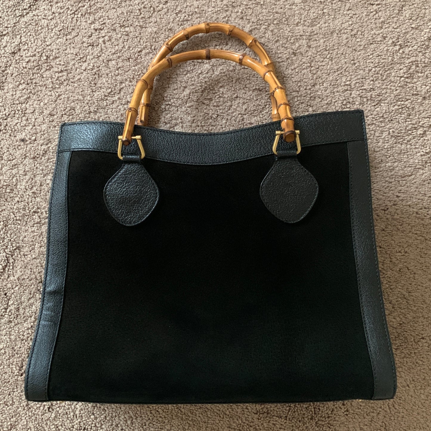 Authentic Gucci vintage bamboo handle Diana leather and suede bag