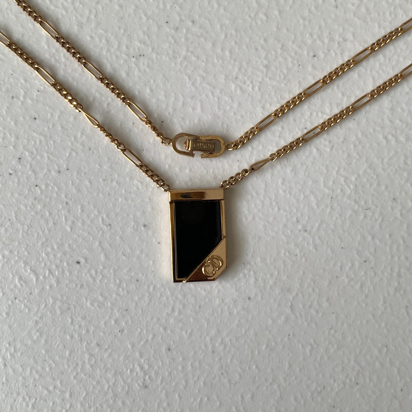 Dior CD logo pendant gold plated necklace Authentic with COA