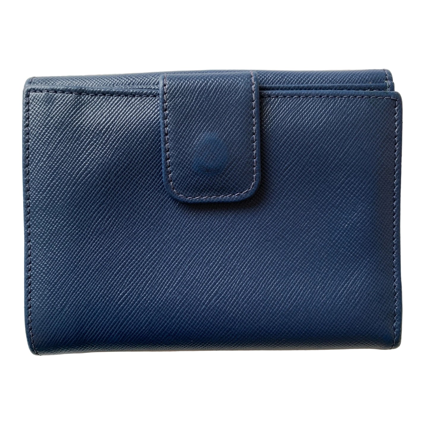 Prada wallet blue saffiano leather compact wallet Authentic with COA