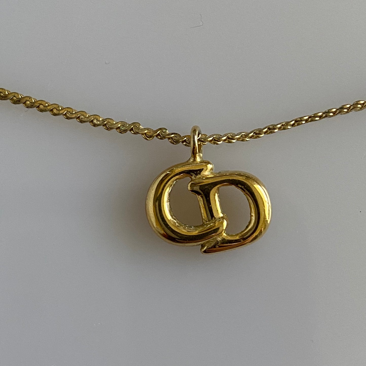 Dior CD initial pendant gold plated necklace with extender Authentic with coa
