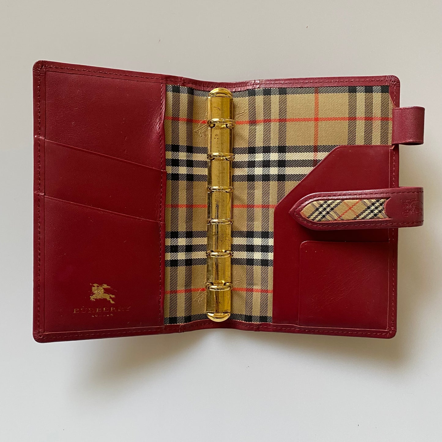 Burberry classic check and pink leather agenda Authentic with COA