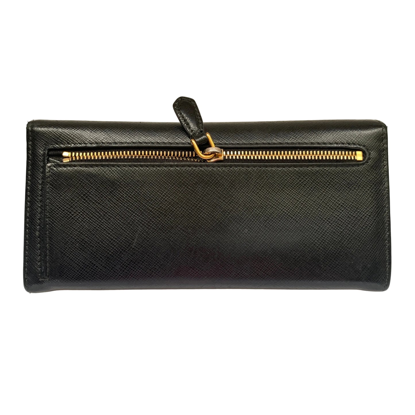Prada black leather long wallet Authentic with COA box 7.3x3.7