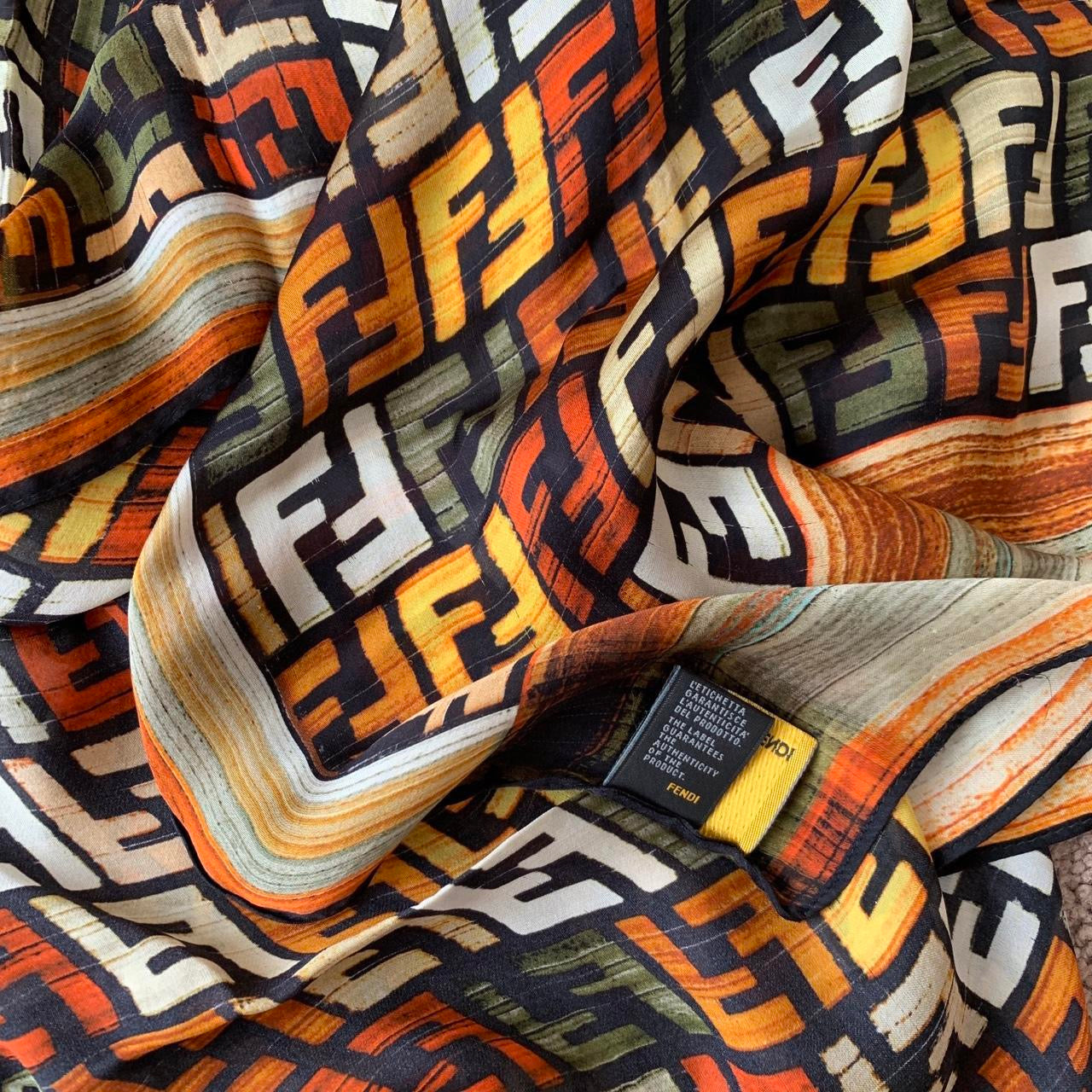 Authentic FENDI women’s FF monogram silk scarf like new