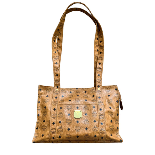 MCM cognac shoulder tote bag authentic with COA